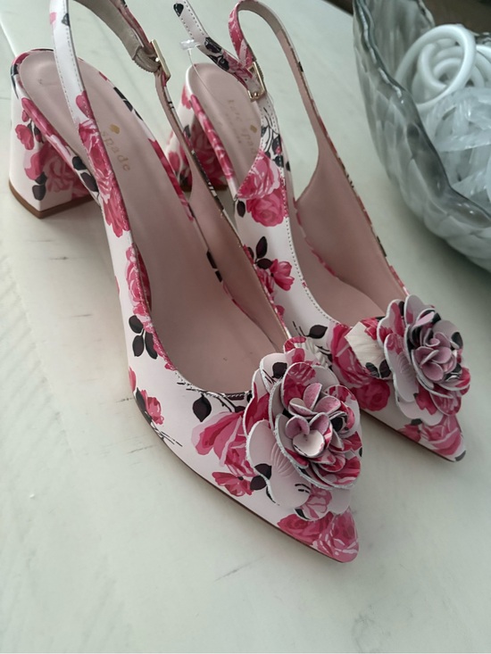 kate spade Shoes - kate spade Pink Floral Slingback Block Heel Pumps